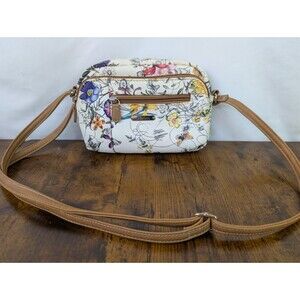 MultiSac Womens Ivory Floral Summerville East West Adjustable Crossbody Bag